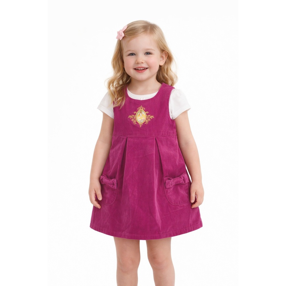 NWT Disney Store Girls Pink Corduroy Pinafore Dress‎ Princess Kids XS 3 4 yo